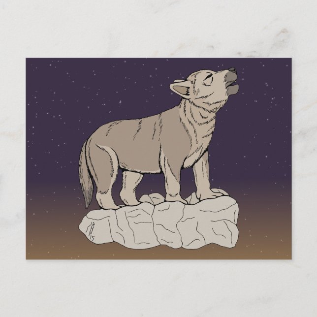 Postal Wolf Pup Howling (Anverso)