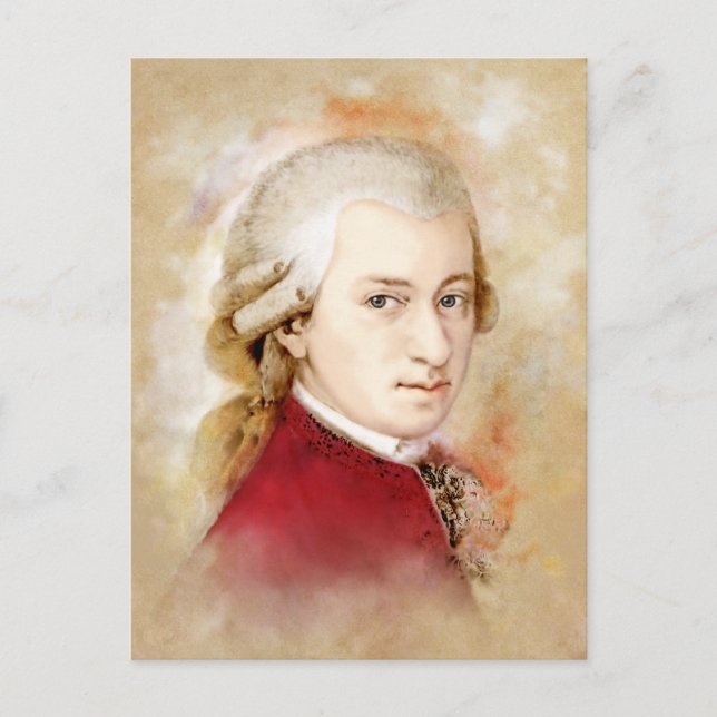 Postal Wolfgang Amadeus Mozart im Aquarell Stil (Anverso)