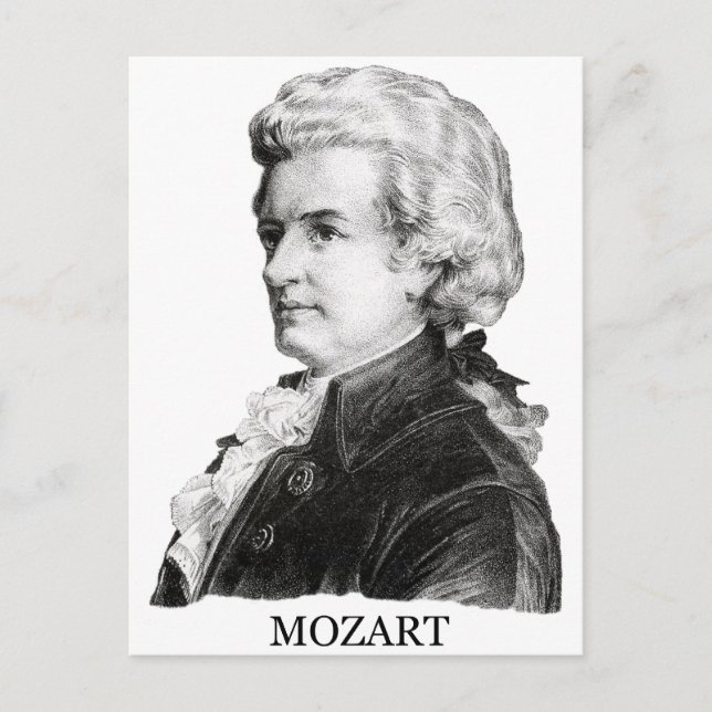 Postal Wolfgang Amadeus Mozart, negro (Anverso)