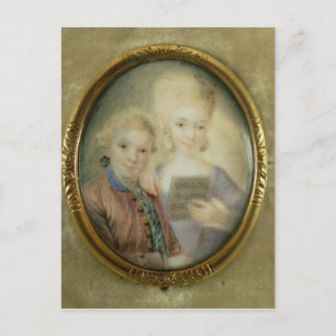 Postal Wolfgang Amadeus Mozart y su hermana