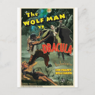 Postal WOLFMAN VS DRACULA por Philip J. Riley