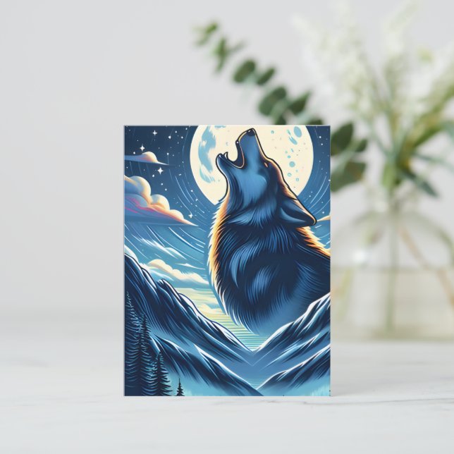 Postal Wolfs Moonlit Howl (Anverso de pie)