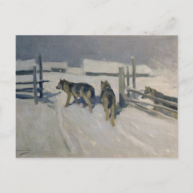Postal Wolfs, noche de invierno, c.1910 (Anverso)
