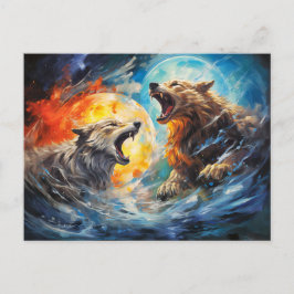 Postal Wolfs Sköll and Hati hunting moon and sun