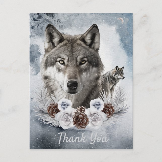 Postal Wolves Watercolor Winter (Anverso)