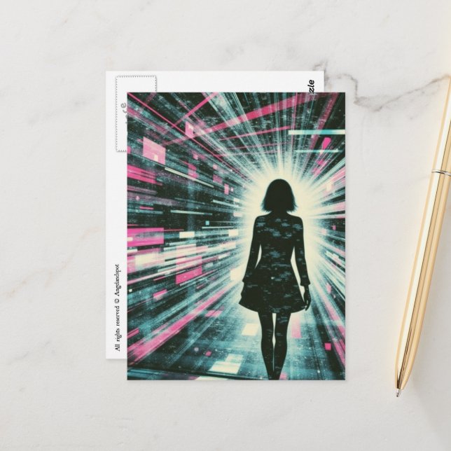 Postal Woman Walking Lost in the Algorithm (Anverso/Reverso In Situ)