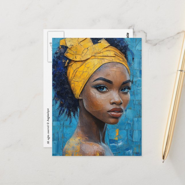 Postal Woman Wearing Yellow (Anverso/Reverso In Situ)