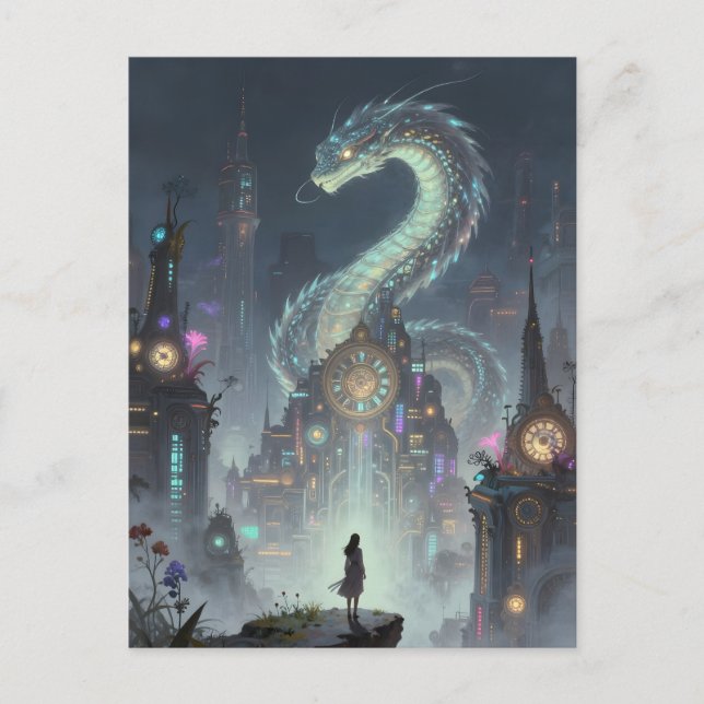 Postal  Womanon a Precipice Overlooking on Ancient City (Anverso)