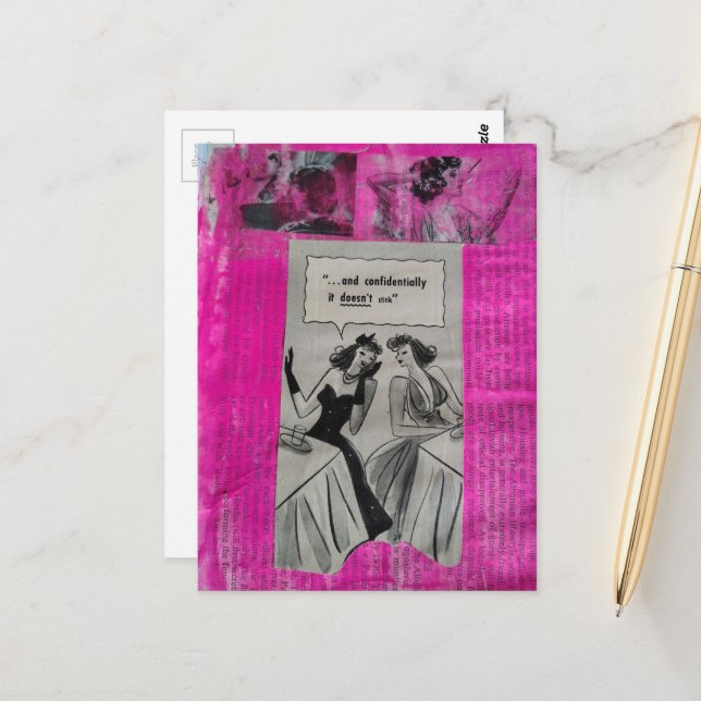 Postal Womens Vintage Ads on Pink Collage (Anverso/Reverso In Situ)