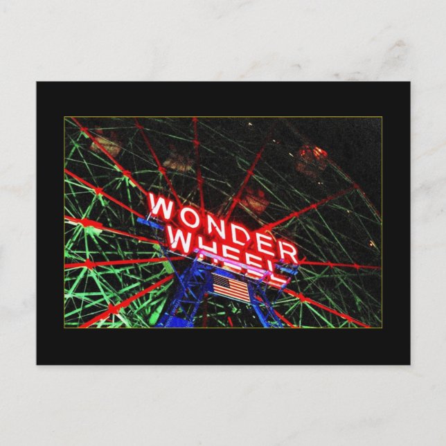 Postal Wonder Wheel Neon (Coney Island, NY) (Anverso)