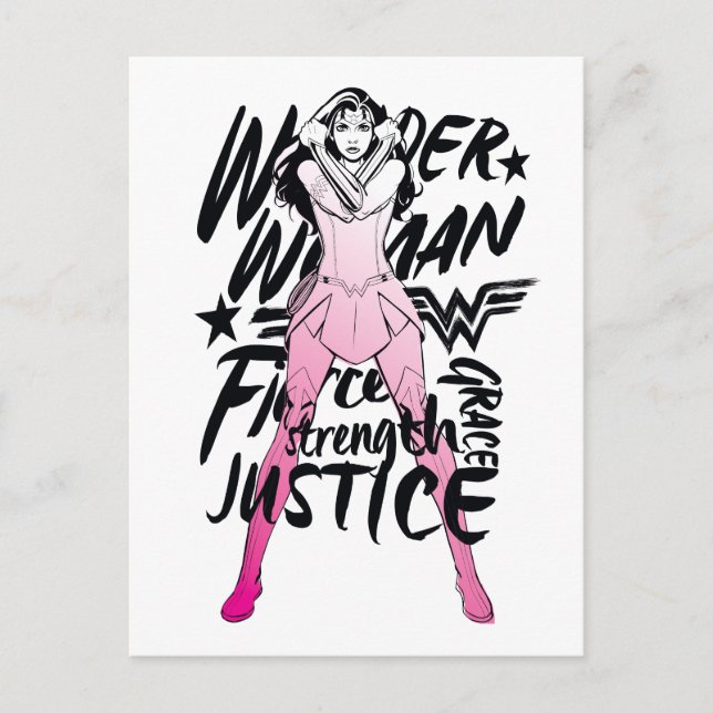 Postal Wonder Woman Brush Typography Art (Anverso)