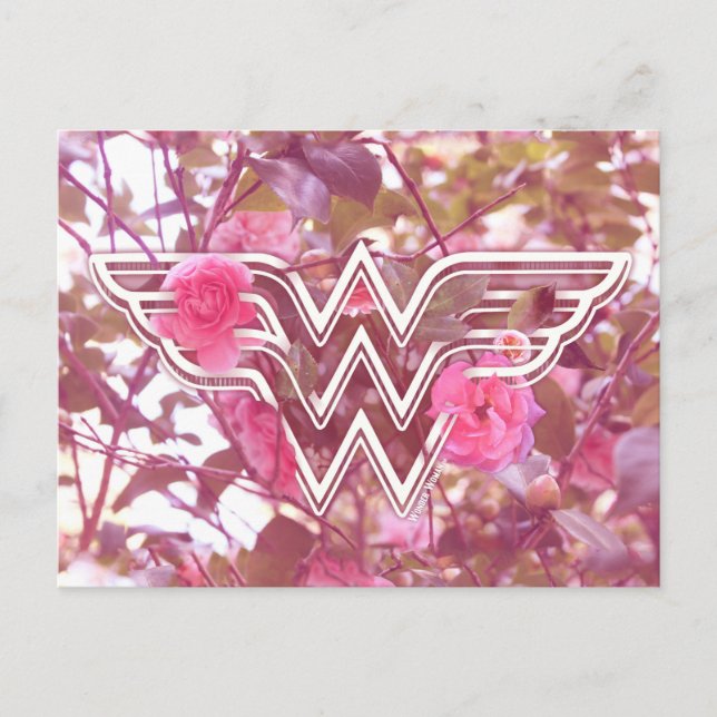 Postal Wonder Woman Pink Camellia Flowers Logo (Anverso)