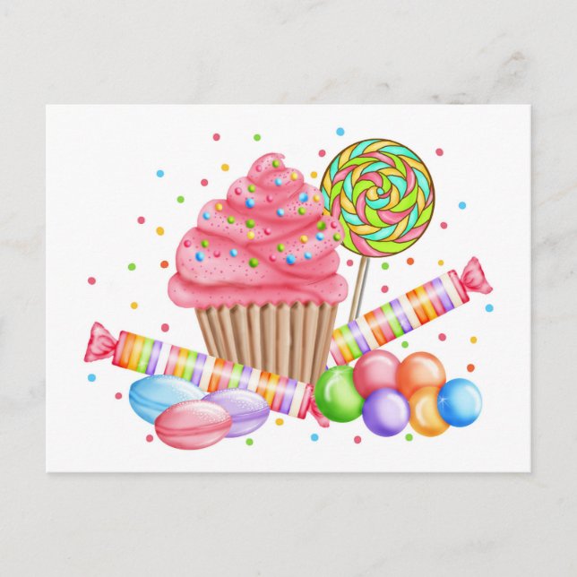 Postal Wonderland Cupcake Candy Lollipop Sweet Tarts (Anverso)