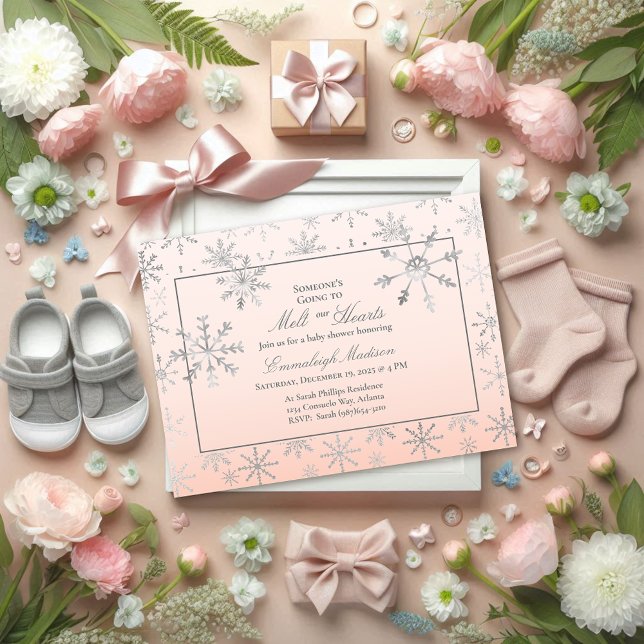 Postal Wonderland Snowflake Baby Shower (Subido por el creador)