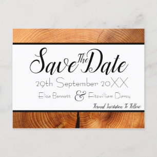 Postal Wood Save the Date Postcard