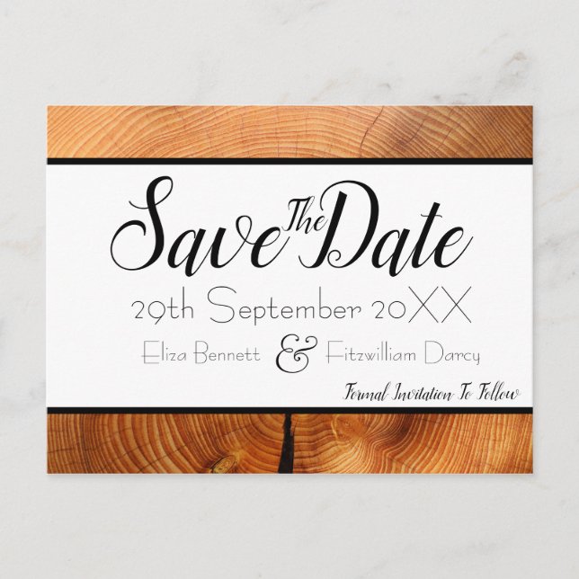 Postal Wood Save the Date Postcard (Anverso)