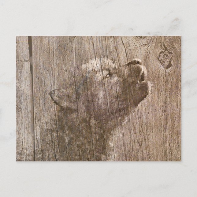 Postal Wood Wolf Pup Art (Anverso)