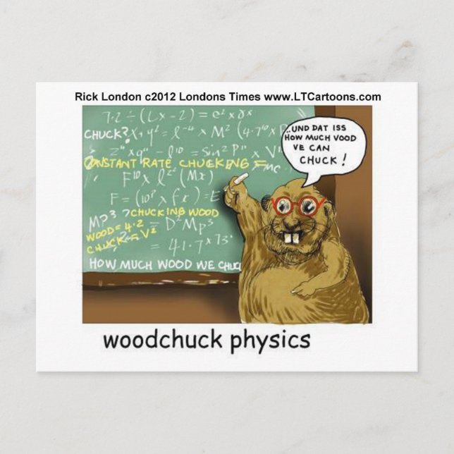 Postal Woodchuck Physics Funny Tees Mugs Gifts Etc (Anverso)