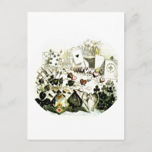 Postal Woodcut del siglo XIX al estilo de Wonderland