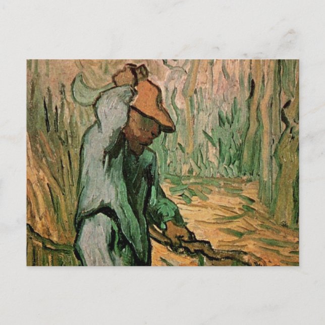 Postal Woodcutter (después de Millet) de Vincent van Gogh (Anverso)