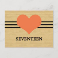 Woodgrain Mod Table Number Postcard, Naranja