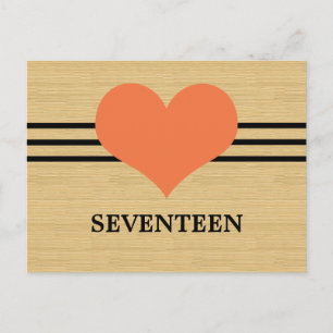 Postal Woodgrain Mod Table Number Postcard, Naranja