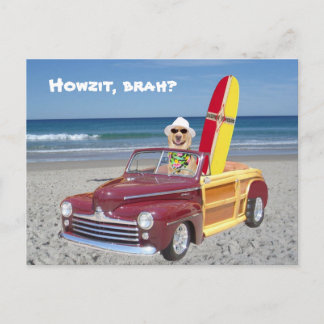 Postal Woodie de conducción de laboratorio amarillo