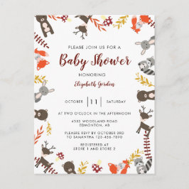 Postal Woodland Baby Shower Cute animales forestales neut