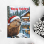 Postal Woodland Cabin Lake Navidades Beaver Watercolor<br><div class="desc">Este diseño puede ser personalizado en el área proporcionada cambiando la foto y/o el texto. O puede personalizarse haciendo clic en Personalizar esta plantilla y, a continuación, eligiendo la opción de hacer clic en el personalizar y eliminando o cambiando el color del fondo, agregando texto, cambiando el color o estilo...</div>