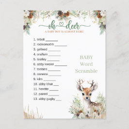 Postal Woodland Deer Baby Shower Boy Game