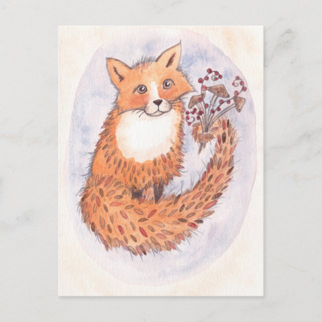 Postal Woodland Fox Postcard (Anverso)