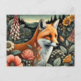 Postal Woodland Fox Postcard | Arte de animales de bosque