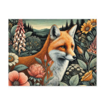 Woodland Fox Postcard | Arte de animales de bosque