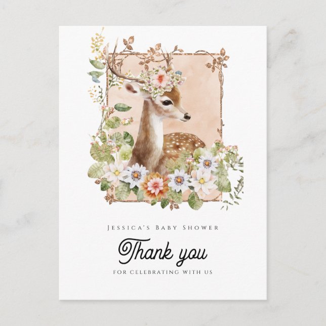 Postal Woodland Manor Baby Shower Gracias Postcard (Anverso)