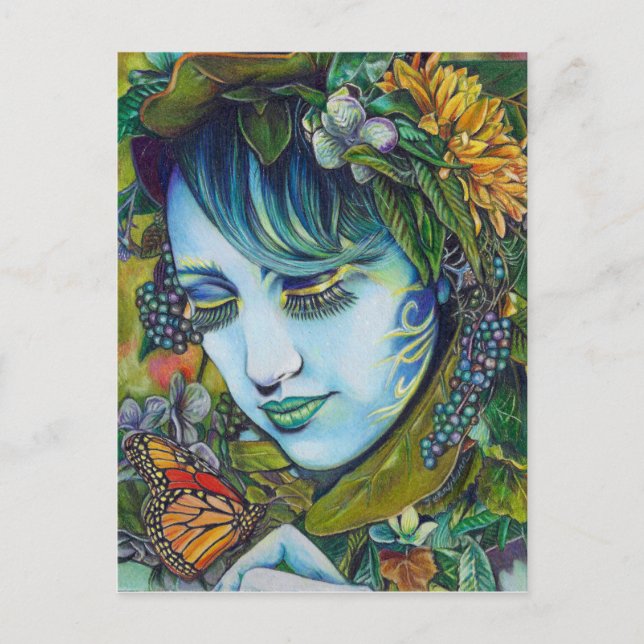Postal Woodland Nymph y Butterfly Friend (Anverso)