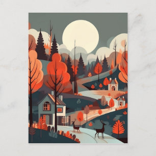 Postal Woodland Scandi Village Art