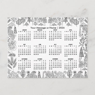 Postal Woodland Trees 2026 Calendar Personalized