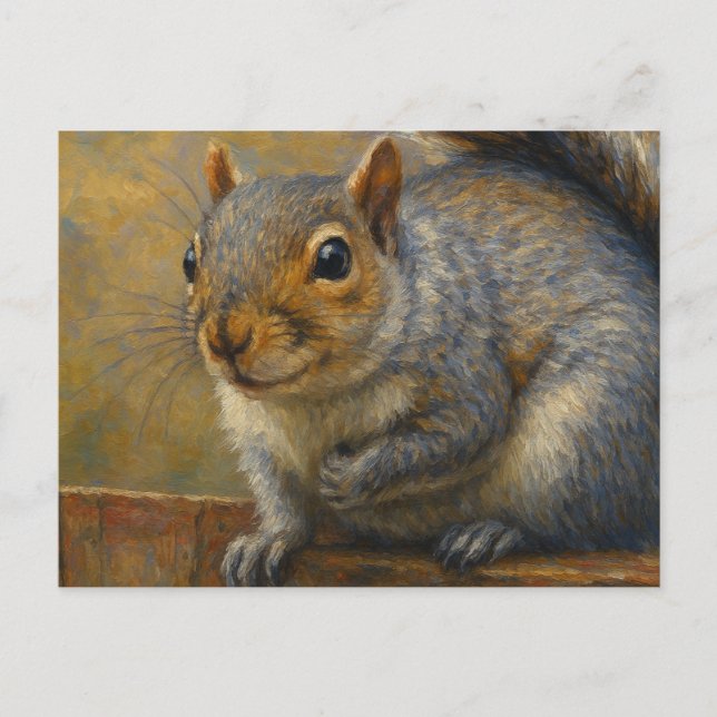 Postal Woodland Whimsy - Retrato de ardilla realista (Anverso)