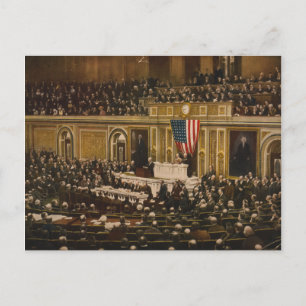 Postal Woodrow Wilson pide al Congreso declarar la guerra