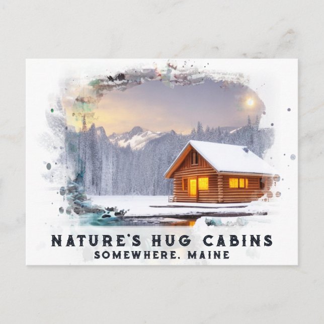 Postal *~* Woods Luces de cabina AP49 Snowy Painting Dusk (Anverso)