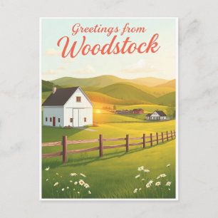 Postal Woodstock, Vermont – Escenas de granja y pueblo