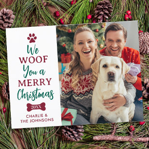 Postal Woof Merry Christmas Cute Mascota Dog Photo