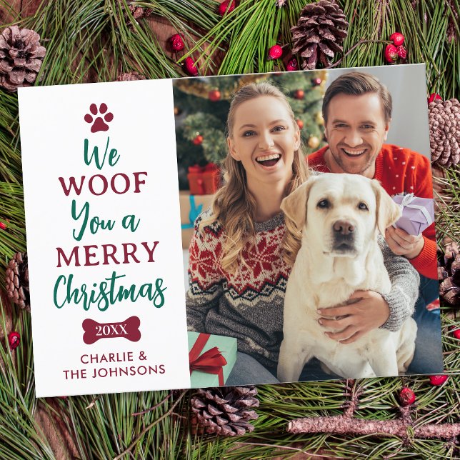 Postal Woof Merry Christmas Cute Mascota Dog Photo (Subido por el creador)