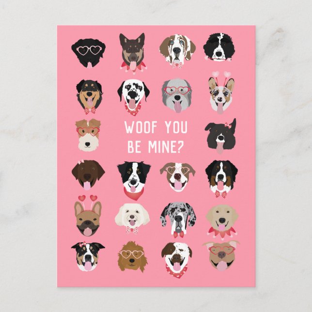 Postal Woof You Be Mine Dog Face Pattern (Anverso)