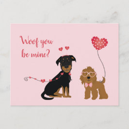 Postal Woof You Be Mine Valentine Dogs