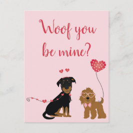 Postal Woof You Be Mine Valentine Dogs