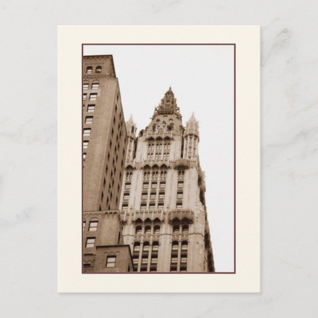 Postal Woolworth Building Sepia Postcard (Anverso)