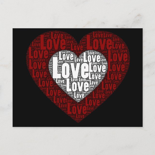 Postal Word Art: Amor en doble corazón (Anverso)