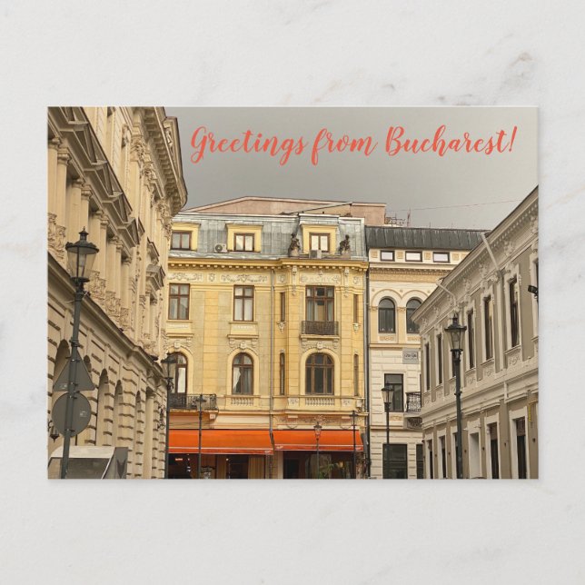 Postal World2Celebrate: ¡Saludos desde Bucarest! (Anverso)