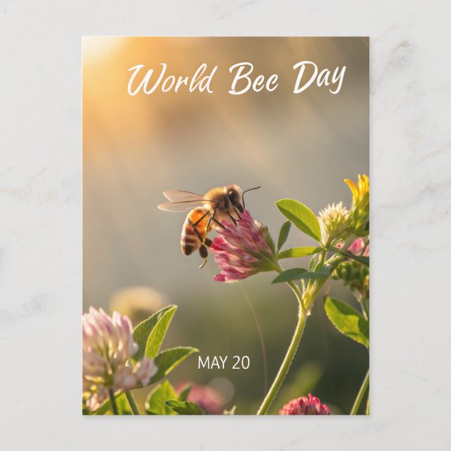 Postal World Bee Day Honeybee Floral Art (Anverso)